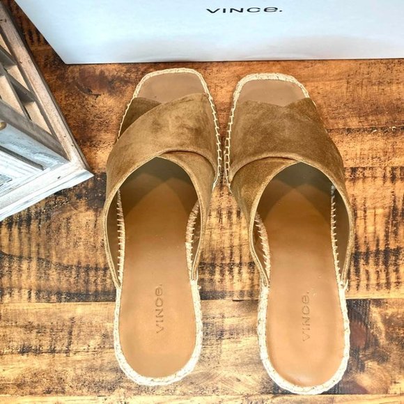 Vince Gaelan Suede Wedge Espadrille Sandals, Brown 8M - Picture 8 of 14
